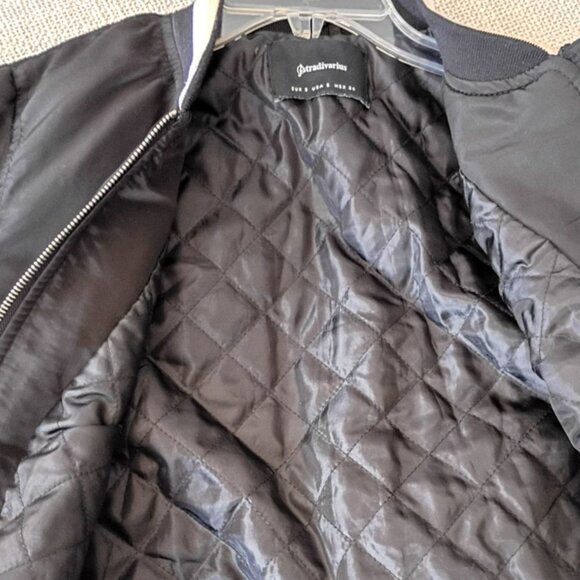 Stradivarius Bomber Jacket Black with Striped Trim | Size S - Picture 6 of 7